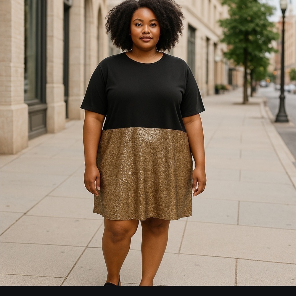 Club L Dress, Black and Gold, Women’s size 22, gorgeous plus size dress